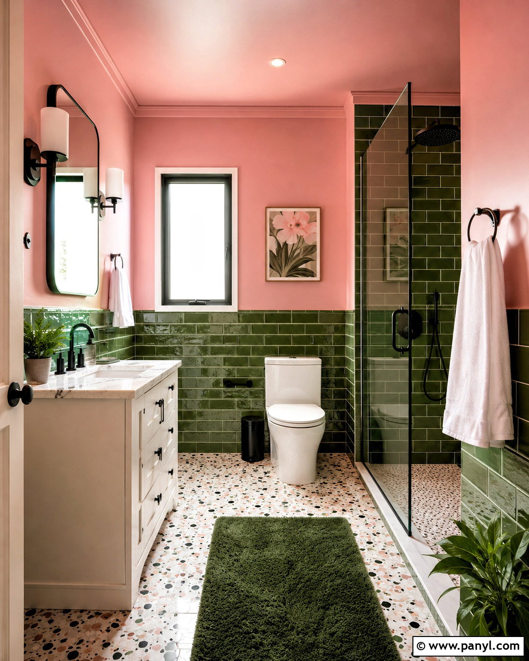 Green Subway Tile And Pink Walls Bathroom - 20 pink and green bathroom ideas
