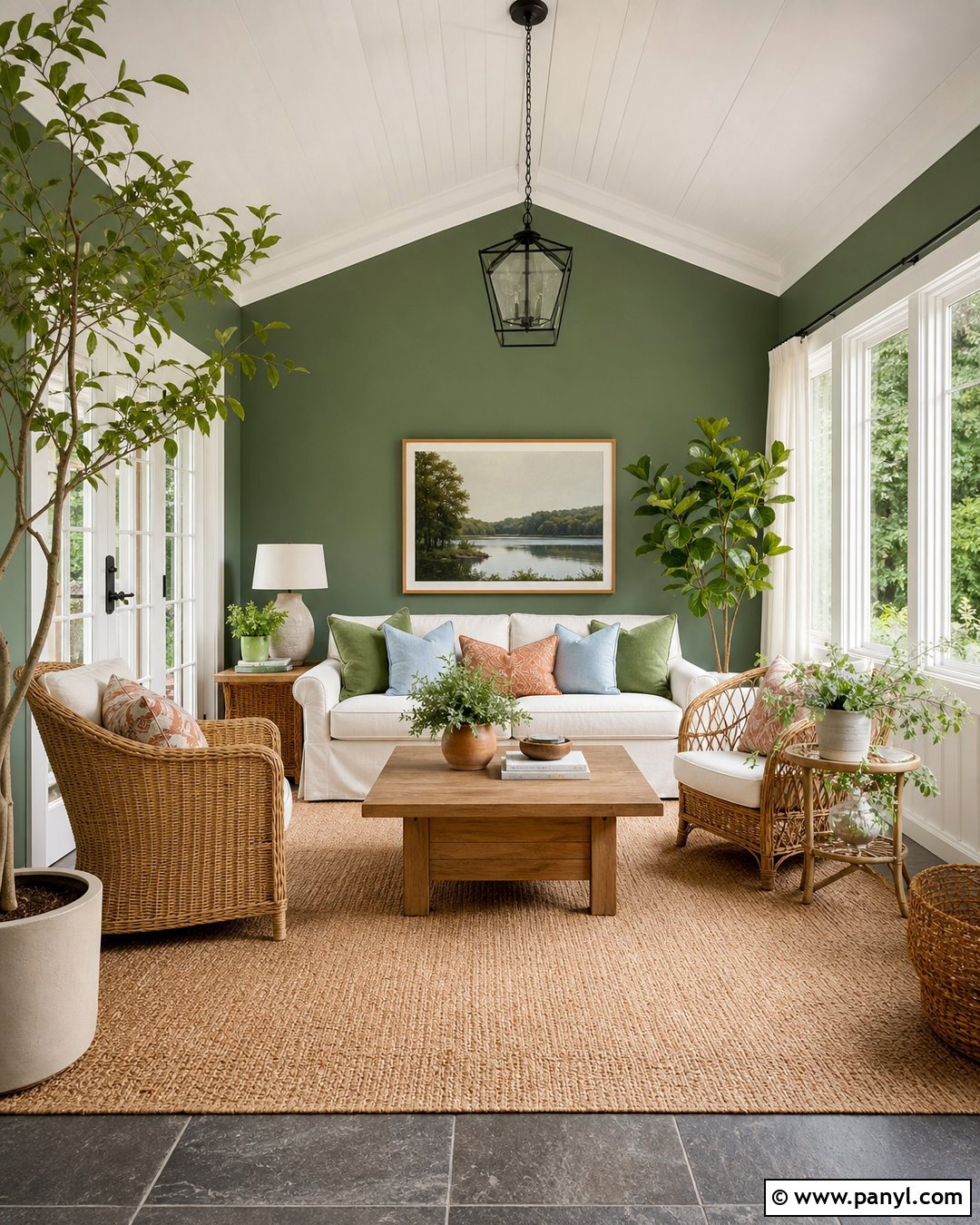 Green Sunroom Accent Wall - 30 Accent Wall Green Ideas