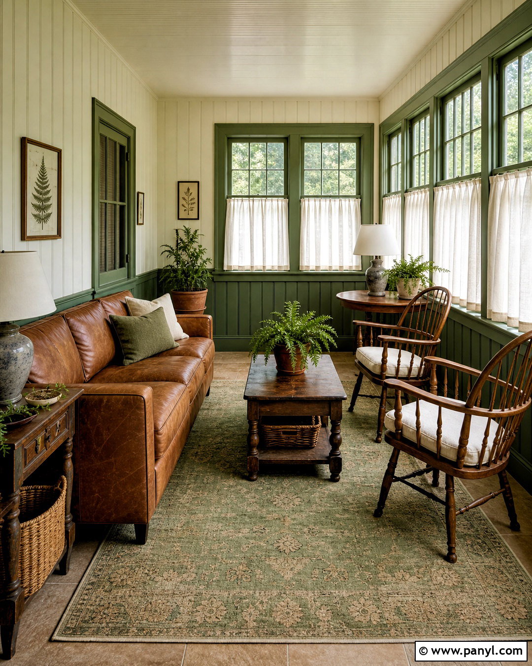 Green Sunroom With Beadboard Walls - 20 green sunroom ideas