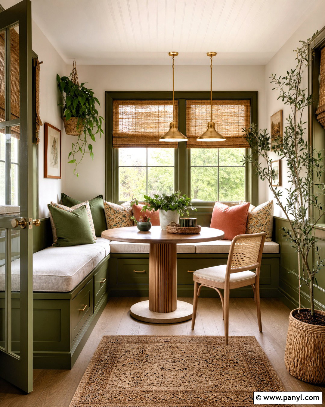 Green Sunroom With Built-In Bench Seating - 20 green sunroom ideas