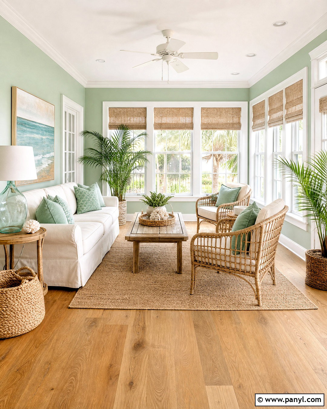 Green Sunroom With Coastal Decor - 20 green sunroom ideas