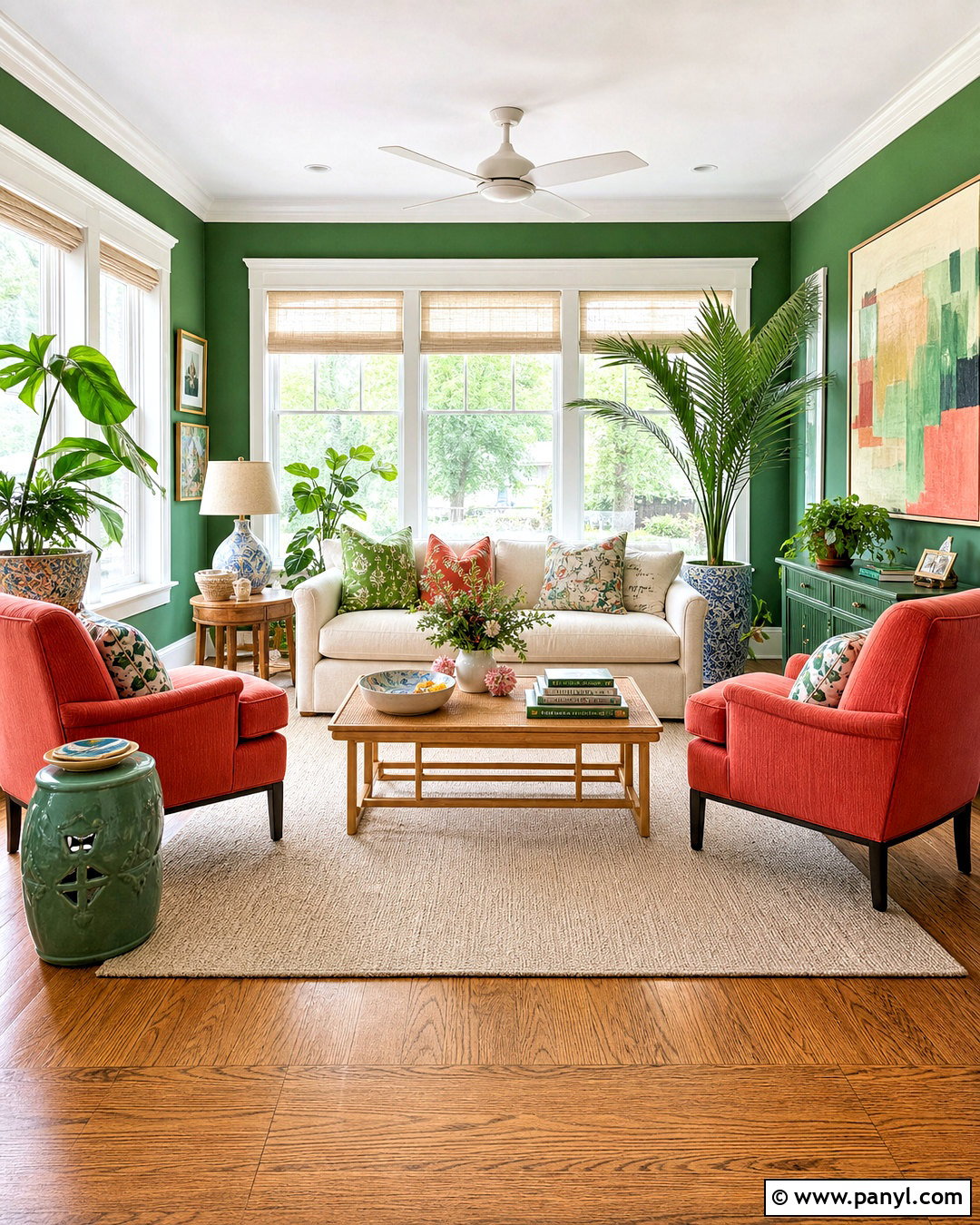 Green Sunroom With Colorful Accents - 20 green sunroom ideas