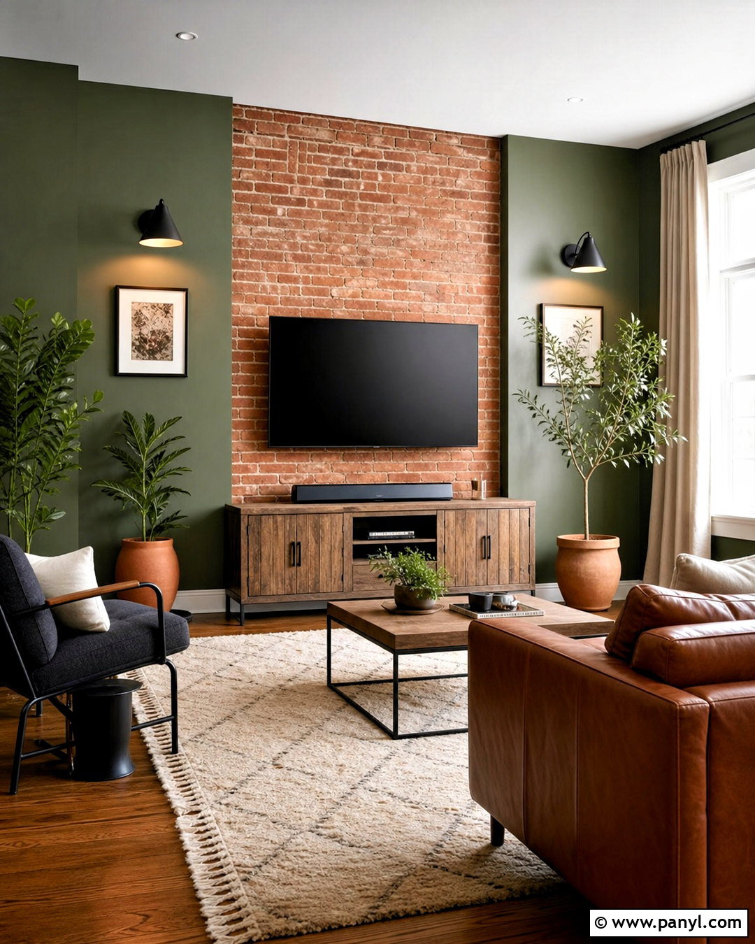 Green TV Wall With Brick - 20 green tv wall ideas