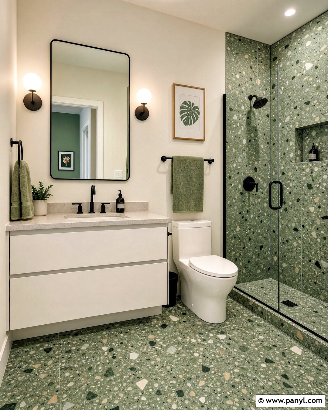 Green Terrazzo Bathroom - 20 green accent bathroom ideas