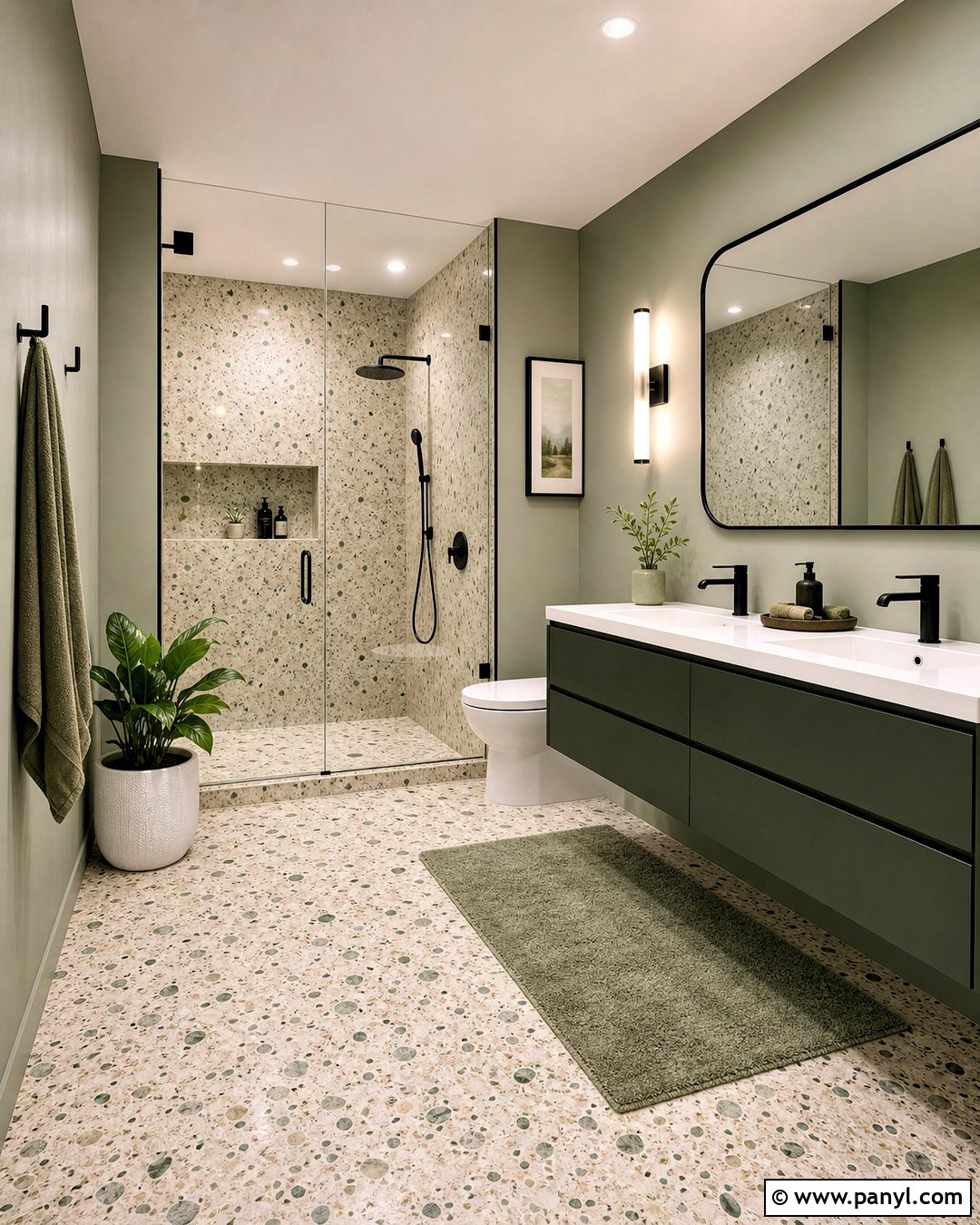 Green Terrazzo Bathroom - 20 all green bathroom ideas