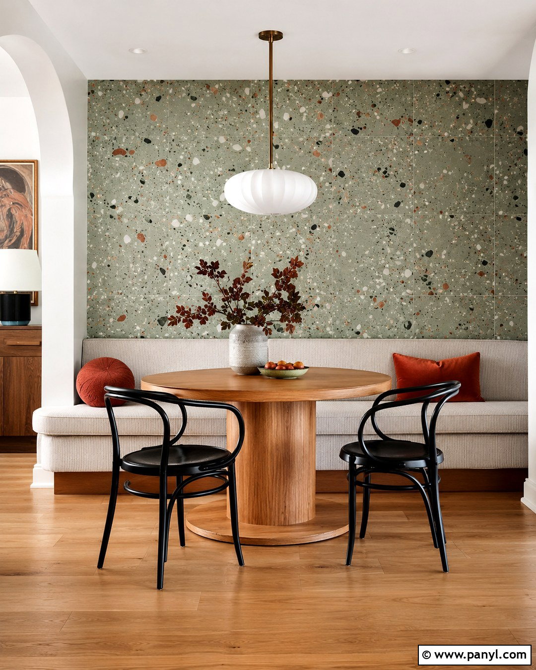 Green Terrazzo Tile Dining Nook Wall - 20 Green Tile Accent Wall Ideas
