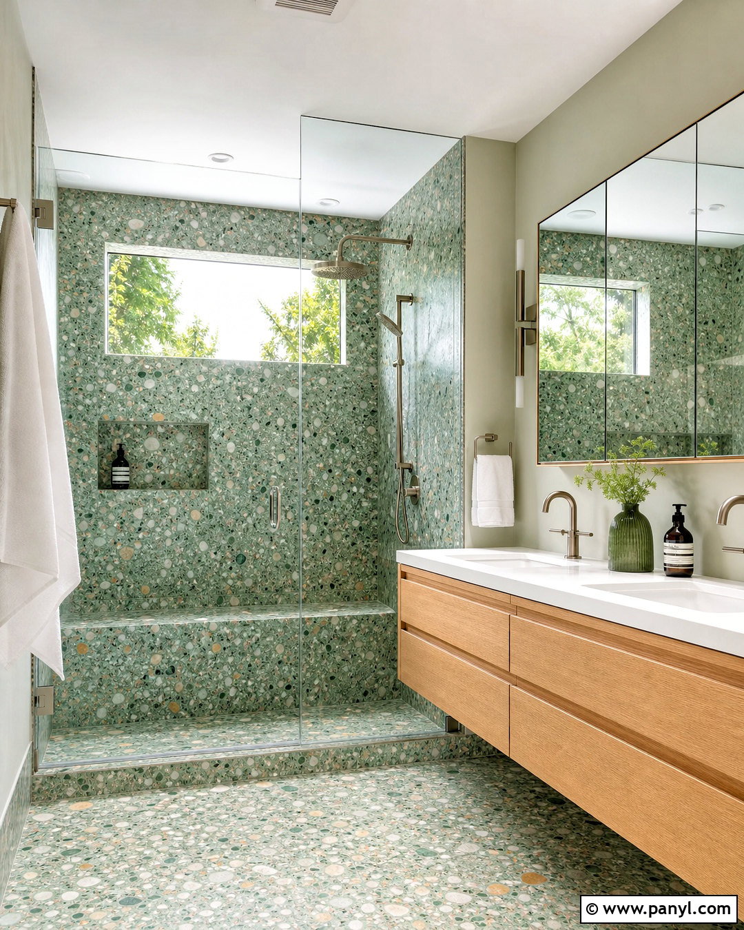 Green Terrazzo Wet Room - 20 modern green bathroom ideas