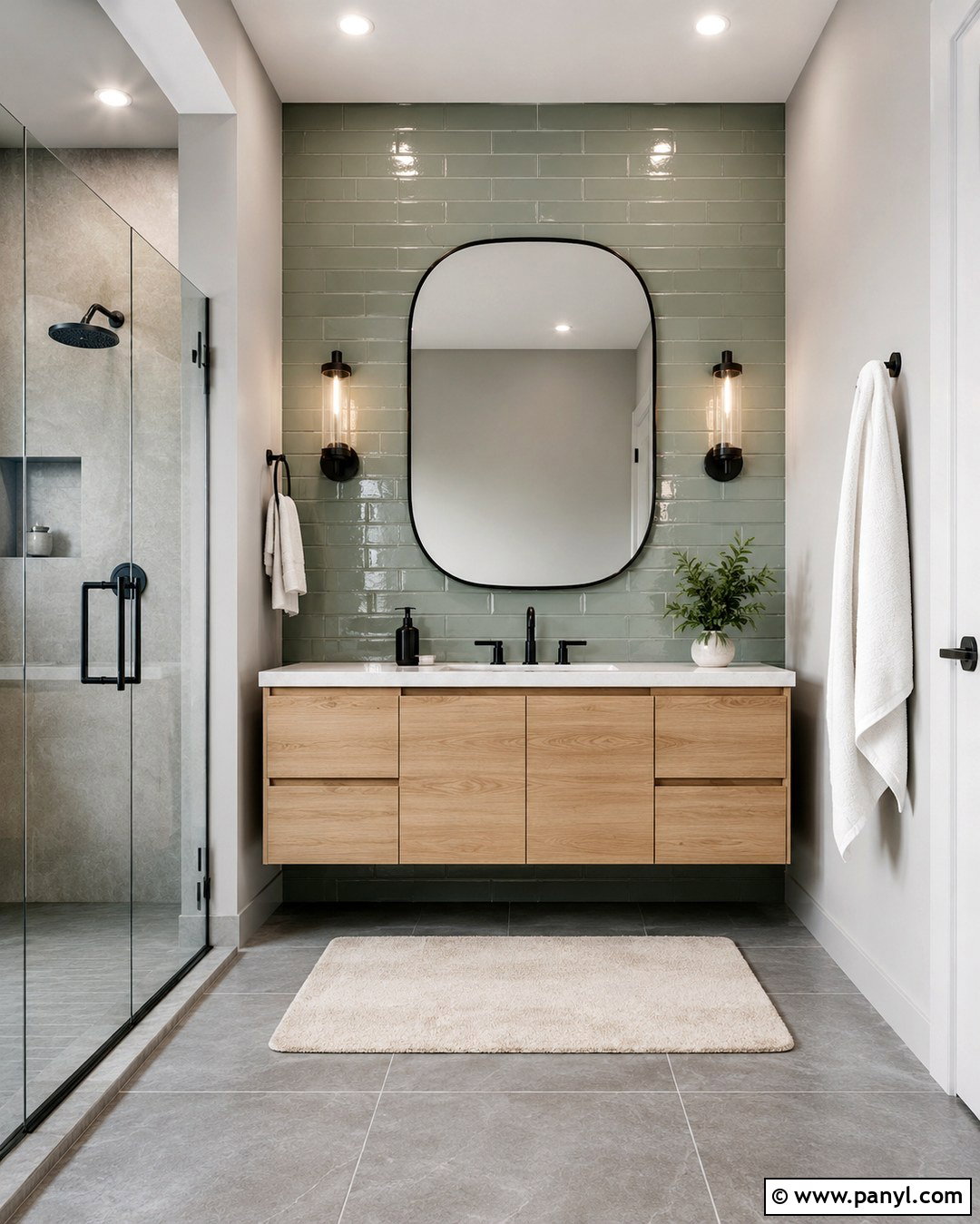 Green Tile Accent Wall Bathroom - 20 Gray Walls With Green Accent Wall Ideas