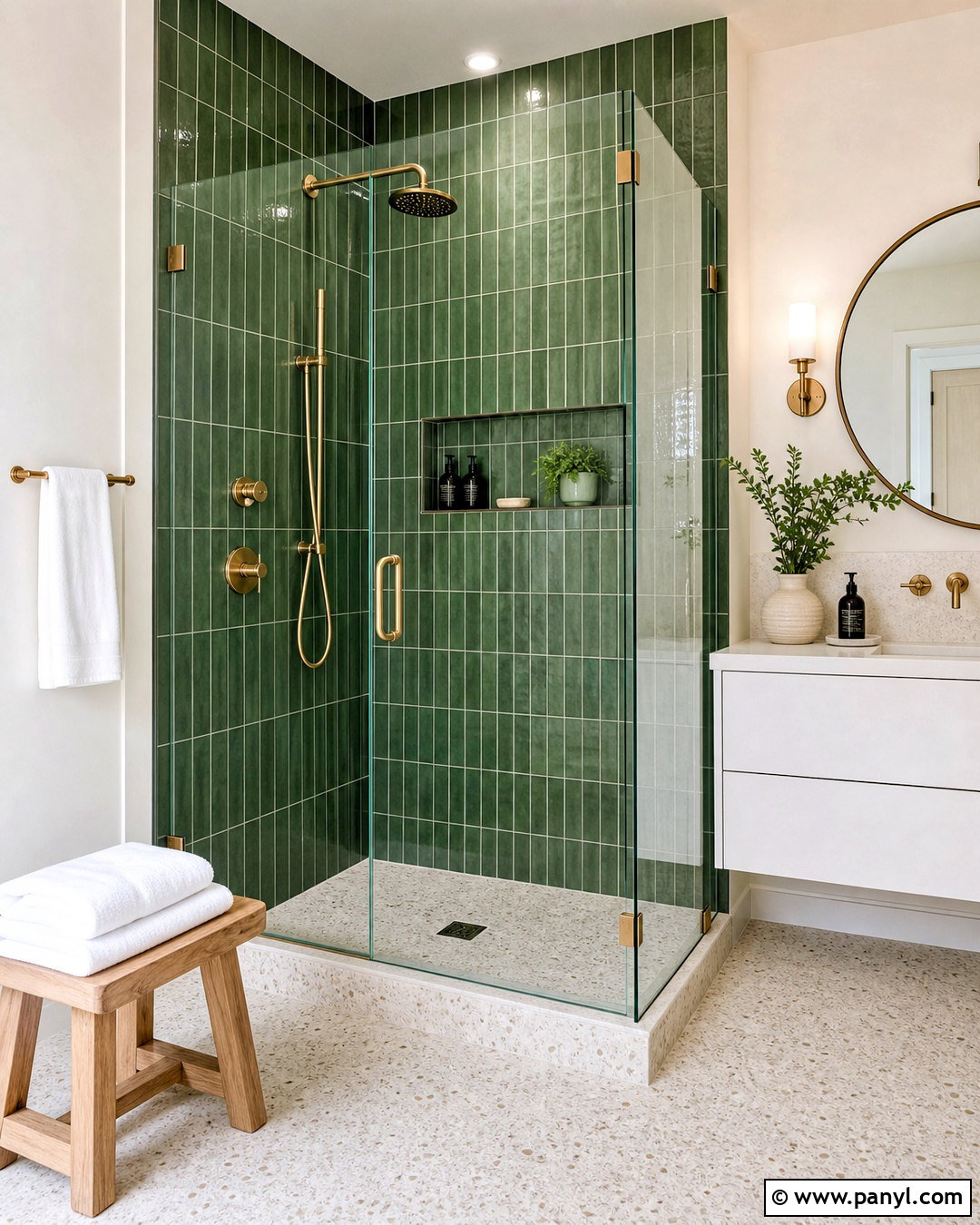Green Tile Shower With White Walls - 20 safe green bathroom ideas