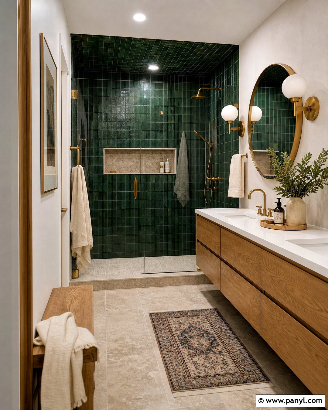 Green Tiled Ceiling In A Walk-In Shower - 20 green ceiling bathroom ideas