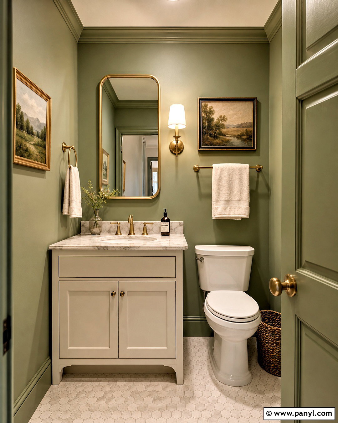 Green Toilet With Brass Accents - 20 little toilet ideas