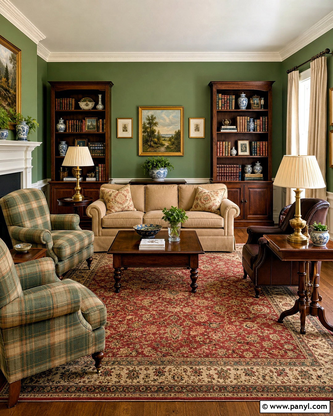 Green Traditional Living Room - 20 green room design ideas