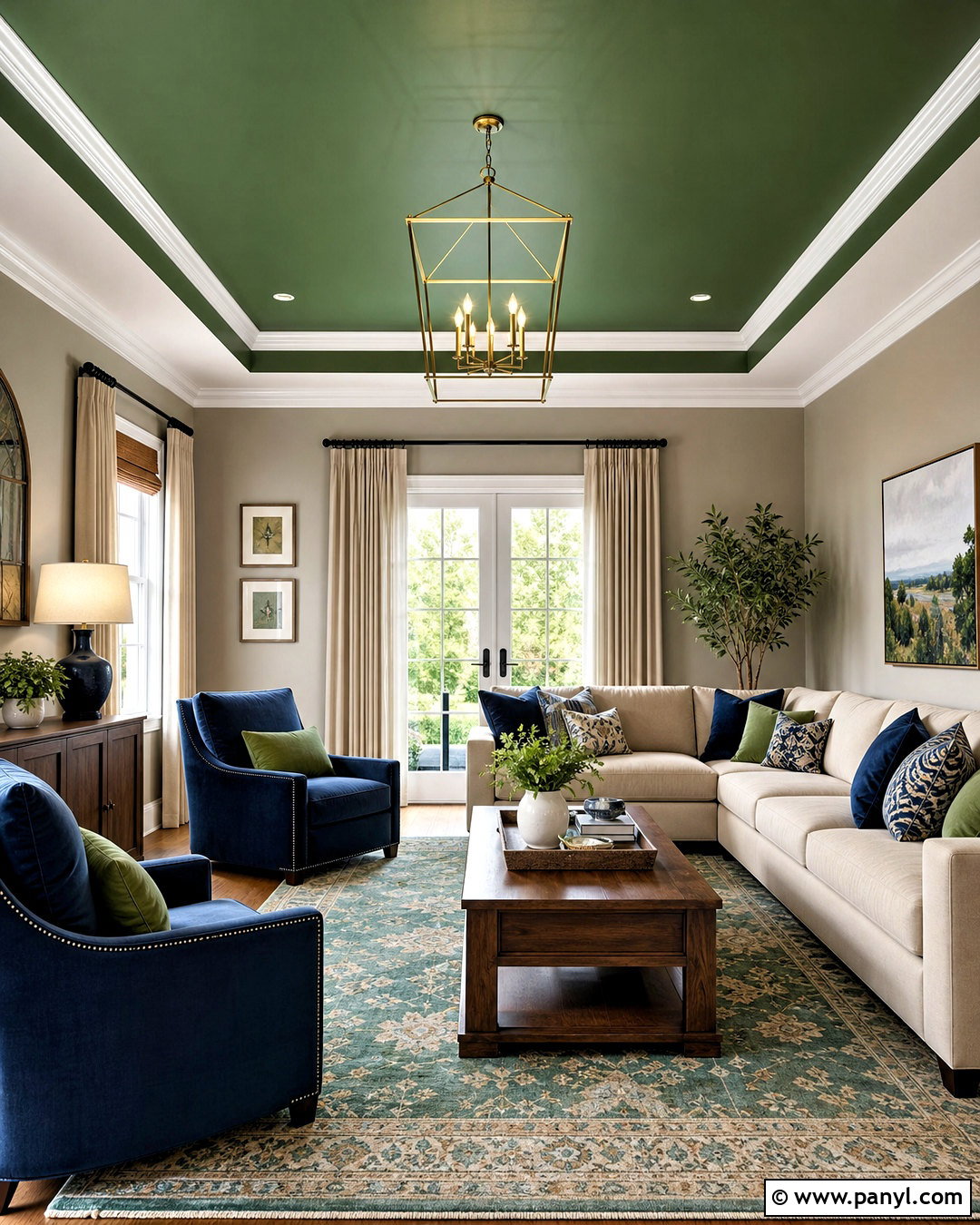 Green Tray Ceiling Living Room - 20 green ceiling living room ideas