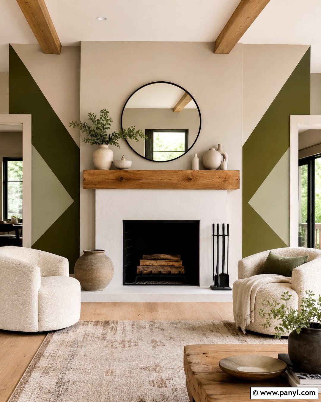Green Triangle Fireplace Wall - 20 Green Triangle Wall Paint Ideas
