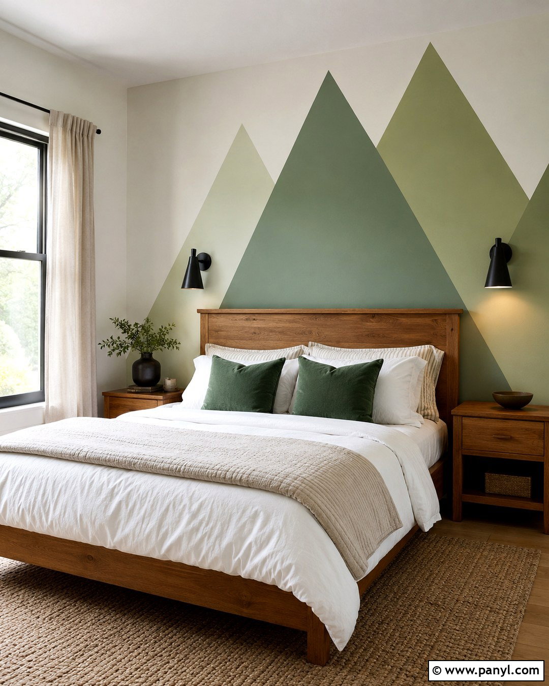 Green Triangle Guest Room Wall - 20 Green Triangle Wall Paint Ideas
