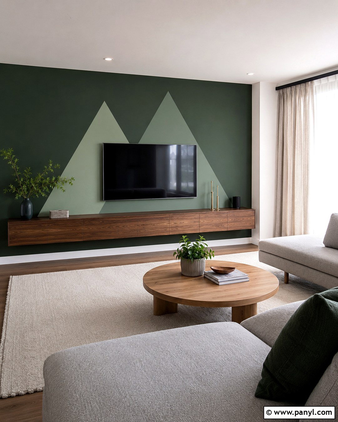 Green Triangle TV Wall - 20 Green Triangle Wall Paint Ideas
