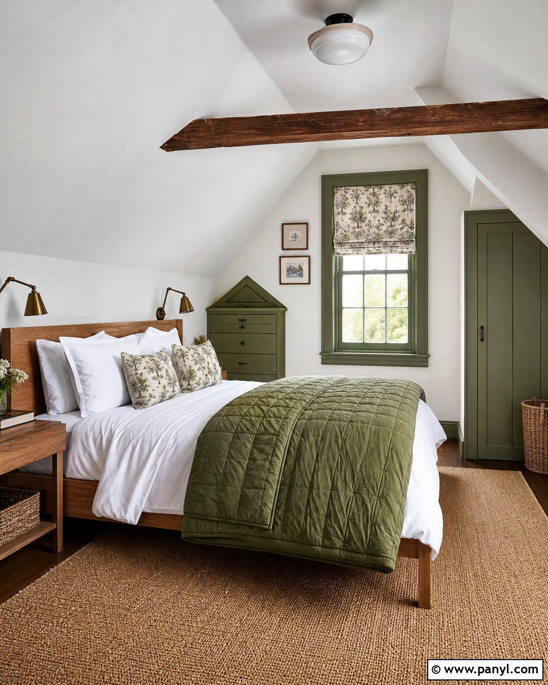 Green Trim Attic Bedroom - 35 green trim white walls