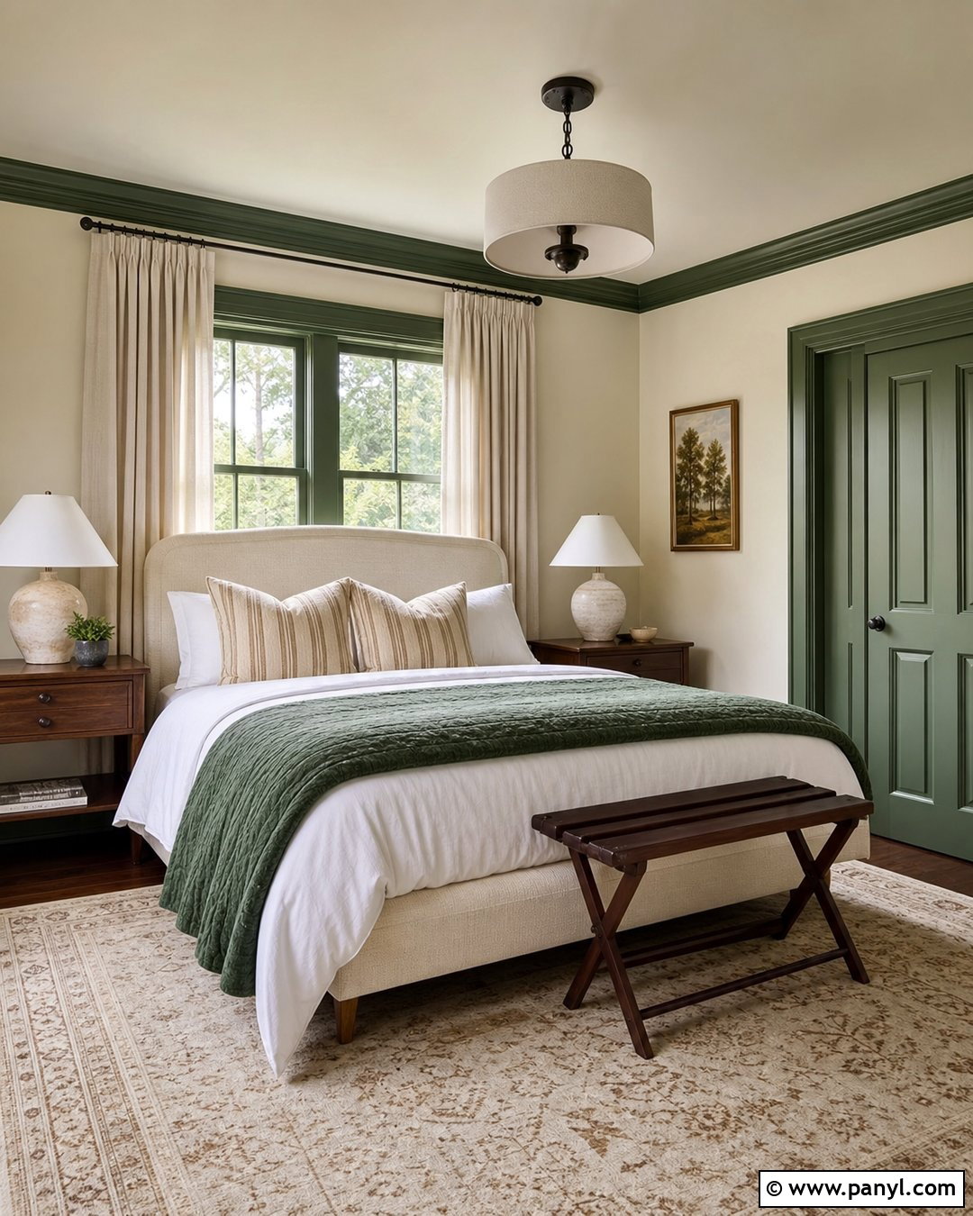 Green Trim Guest Bedroom - 35 green trim white walls