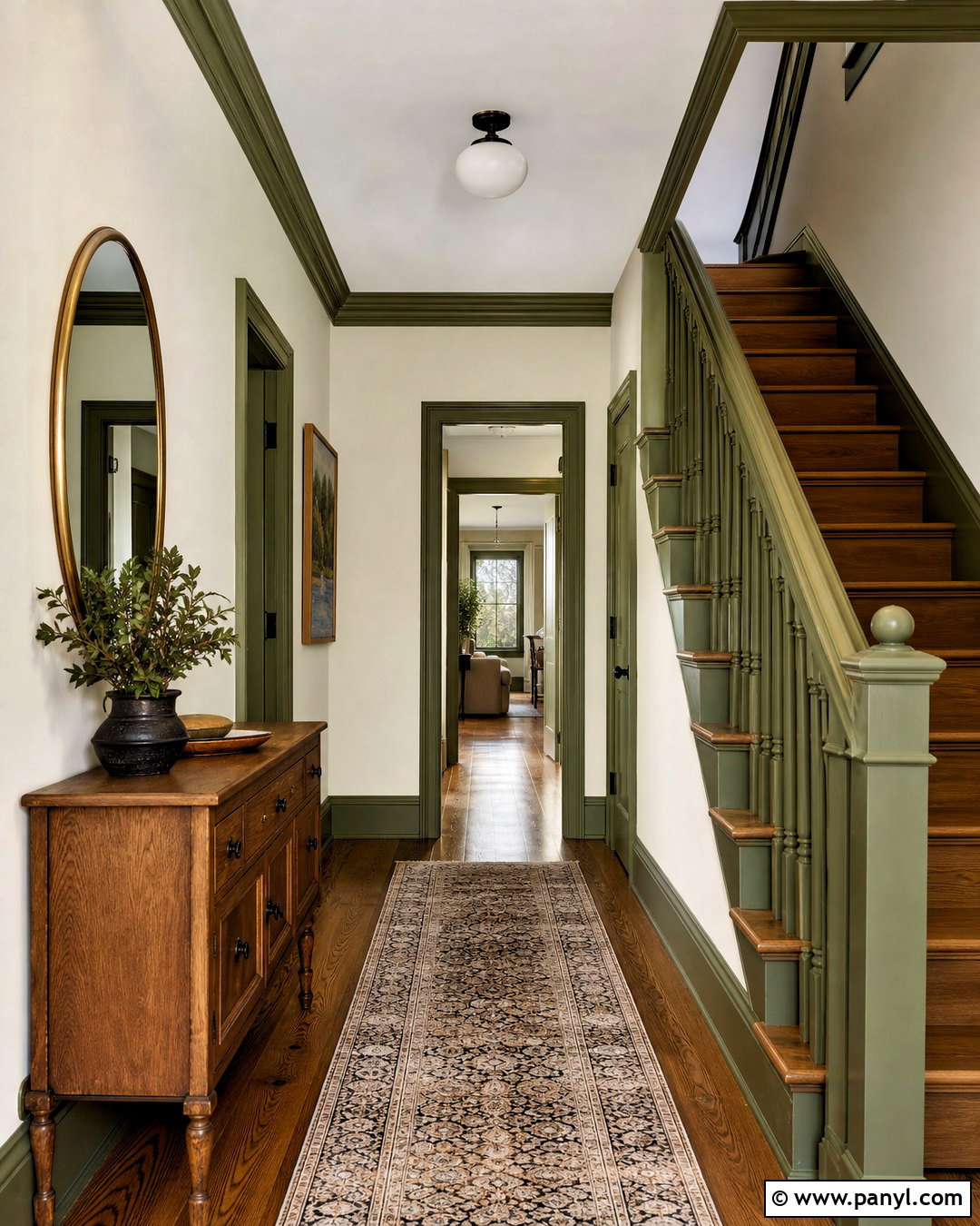 Green Trim Hallway - 20 green trim interior ideas