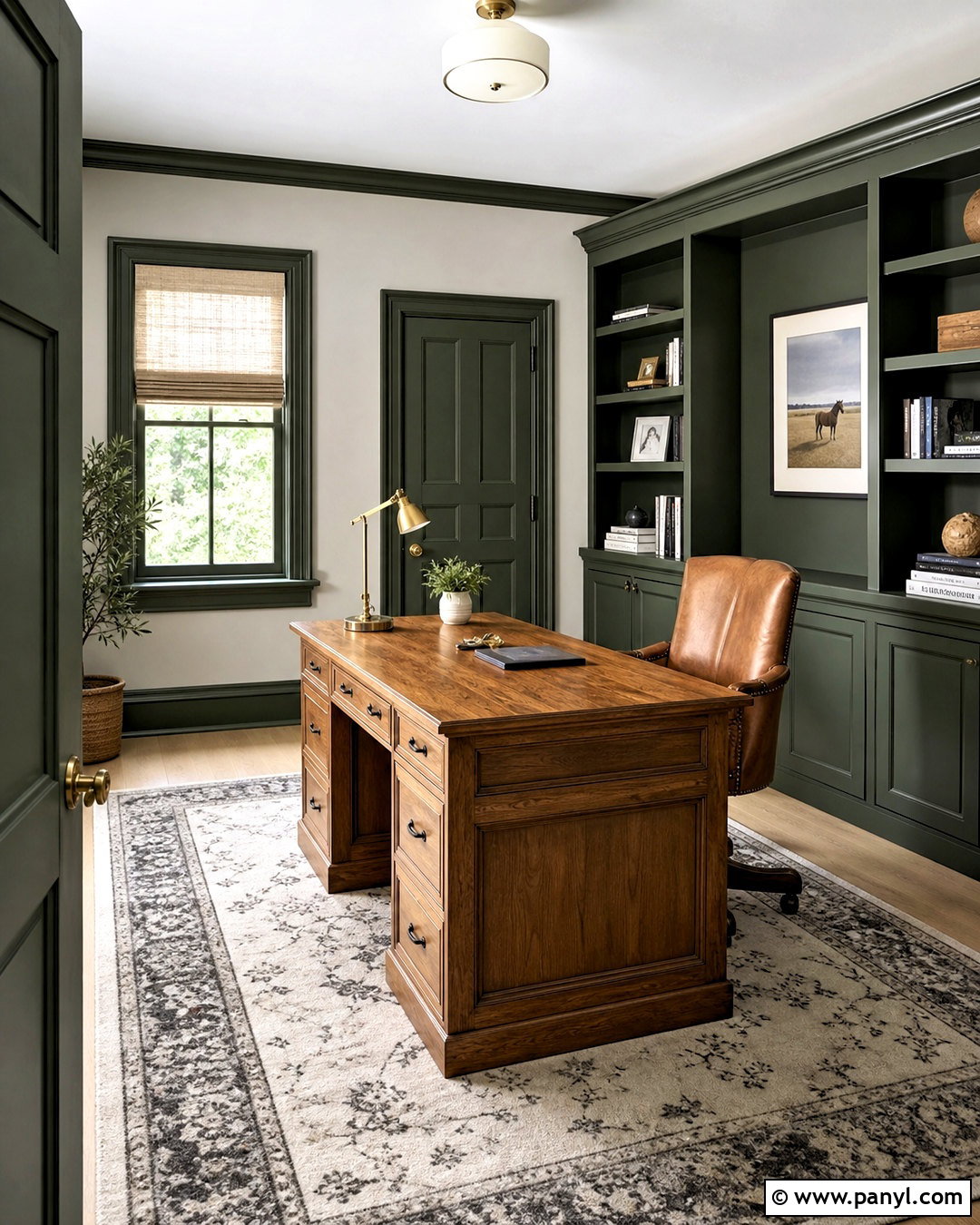 Green Trim Home Office - 20 green trim interior ideas