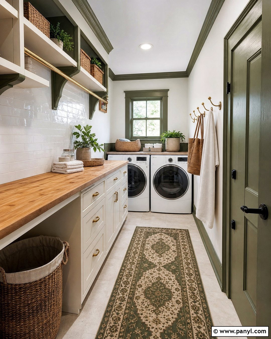 Green Trim Laundry Room - 35 green trim white walls