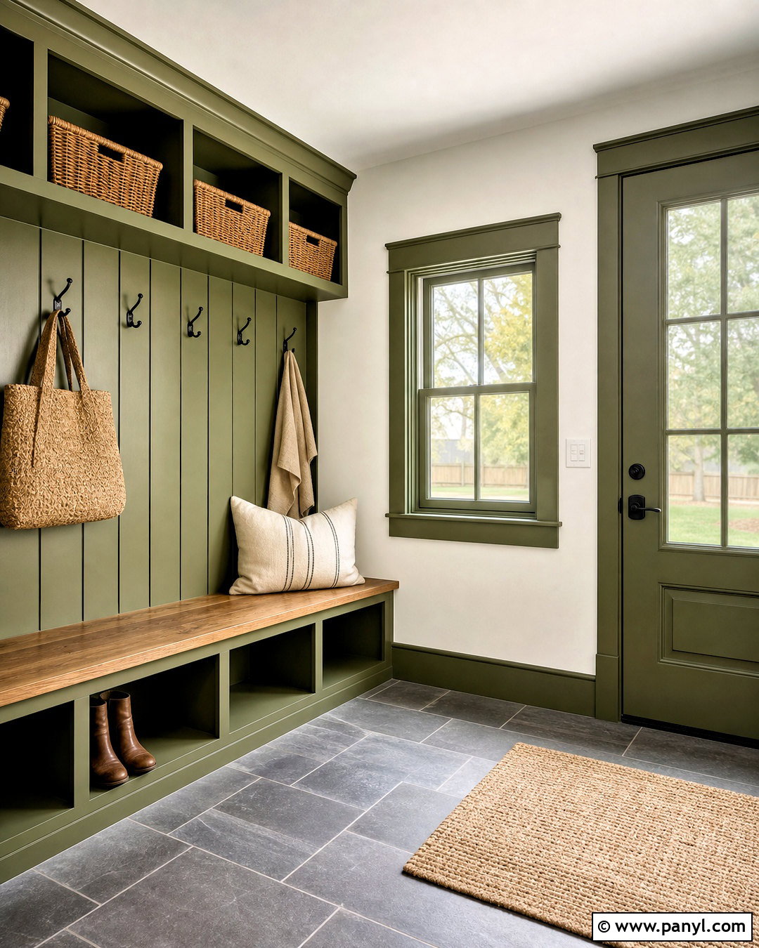 Green Trim Mudroom - 20 green trim interior ideas