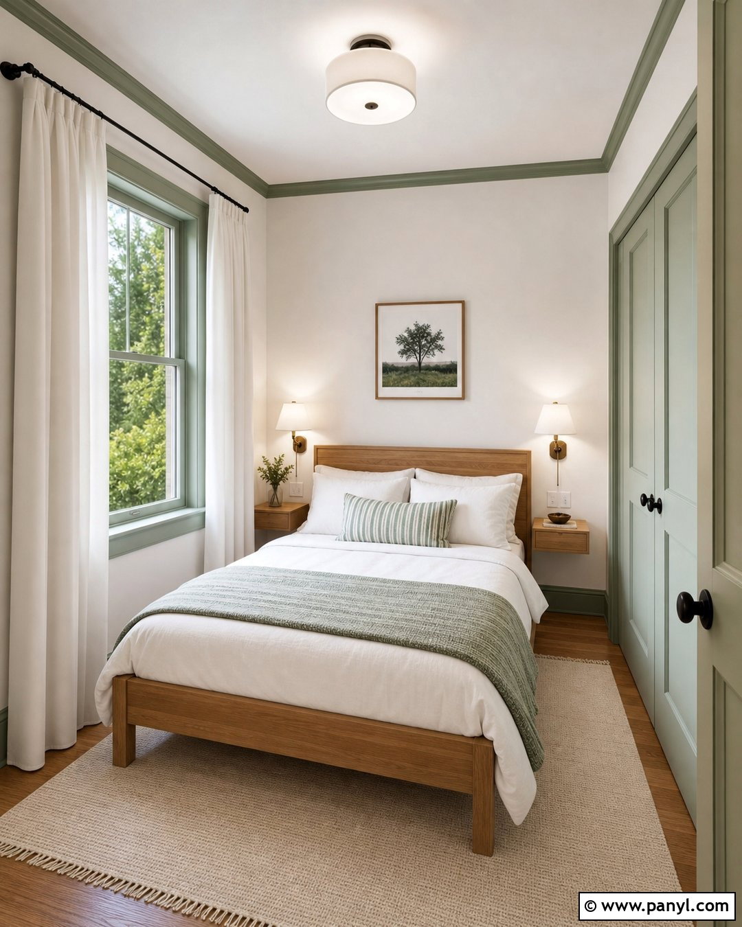 Green Trim Small Bedroom - 35 green trim white walls