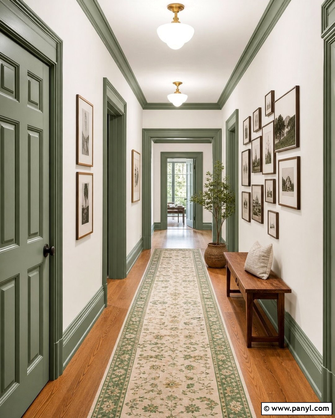 Green Trim White Hallway - 35 green trim white walls