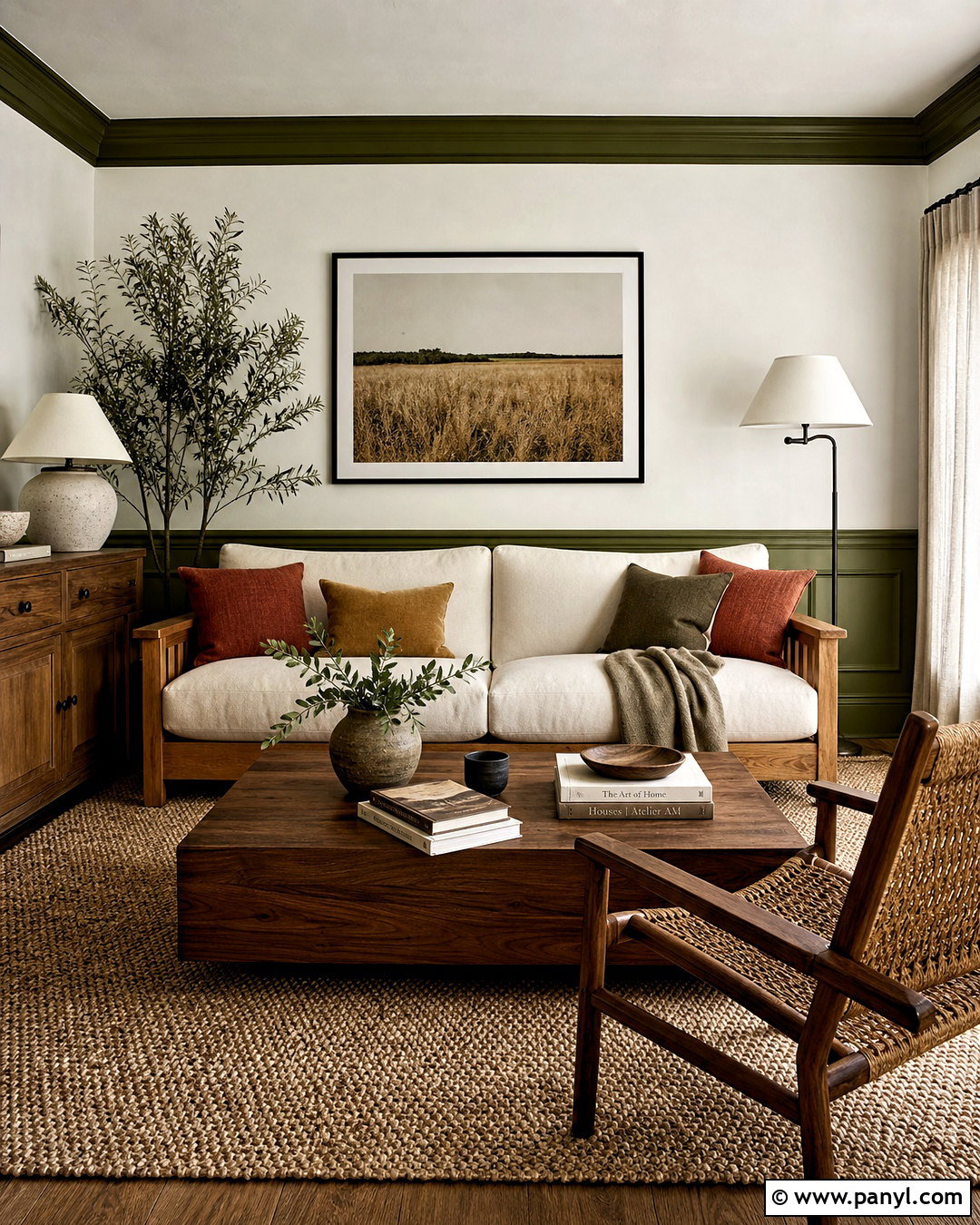 Green Trim With Natural Wood Furniture - 20 white walls green trim ideas