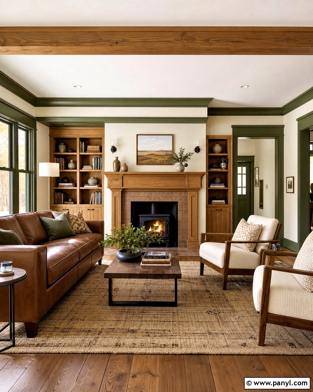 Green Trim With Natural Wood - 20 green trim interior ideas