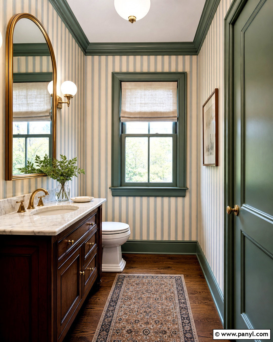 Green Trim With Striped Wallpaper - 20 green trim interior ideas
