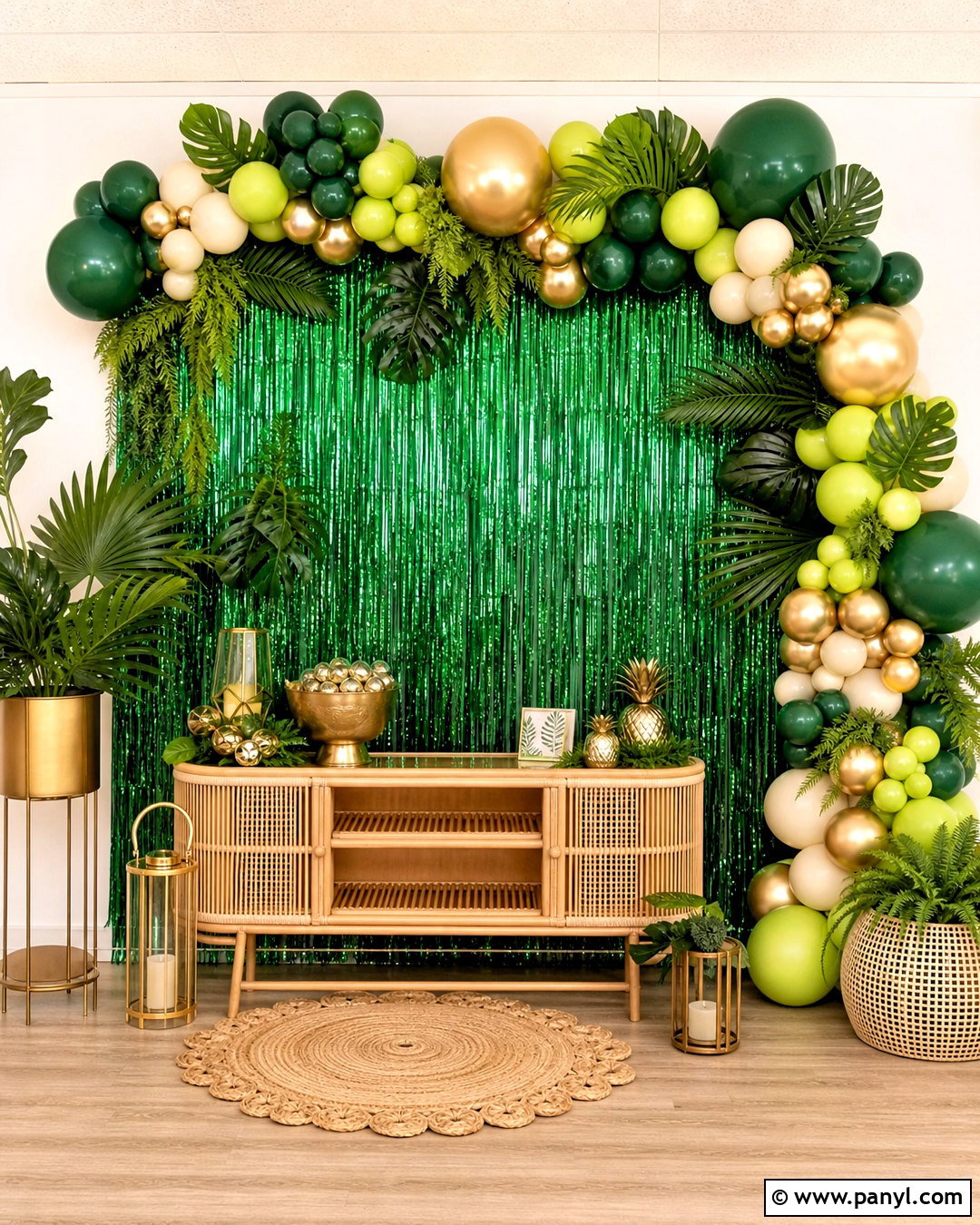 Green Tropical Foil Wall Backdrop - 20 foil wall backdrop ideas