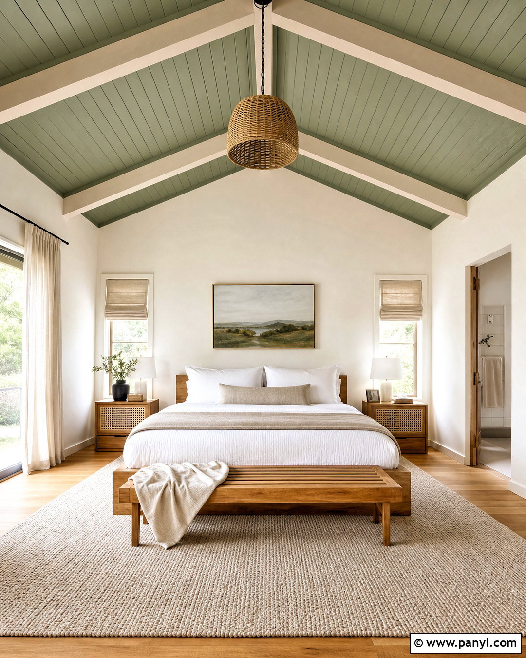 Green Vaulted Ceiling Bedroom - 20 green ceiling bedroom ideas
