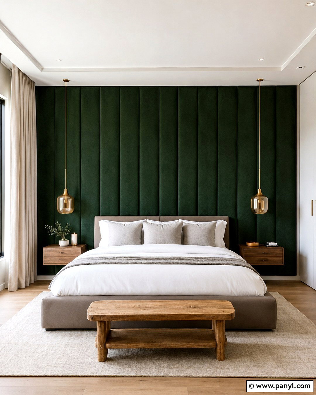 Green Velvet Headboard Wall - 20 Green Headboard Wall Ideas