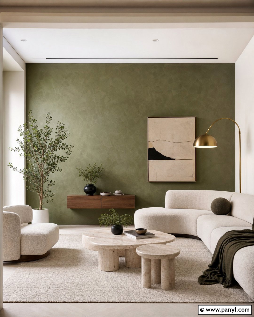 Green Venetian Plaster Accent Wall - 50 green accent wall ideas