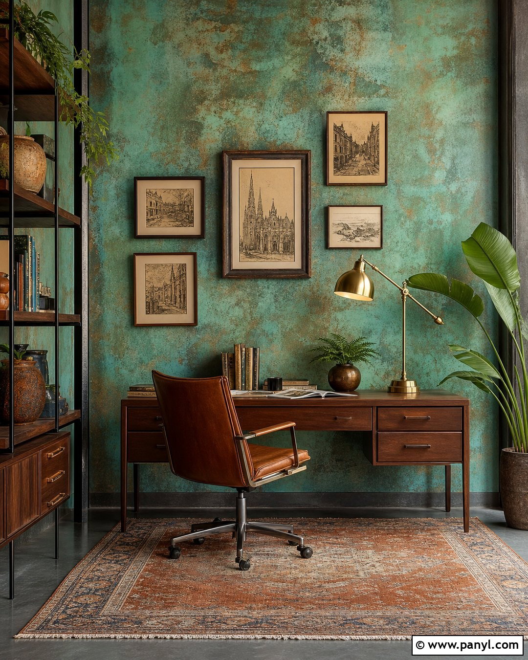 Green Verdigris Patina Wall - 35 patina wall ideas
