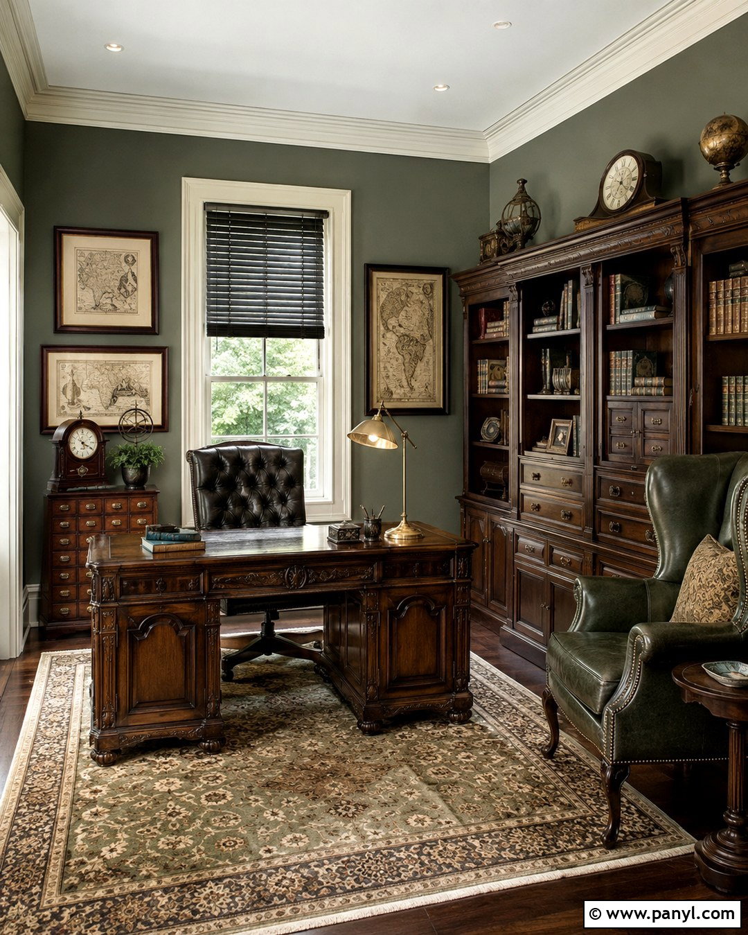 Green Victorian Home Office - 20 Victorian Green Walls
