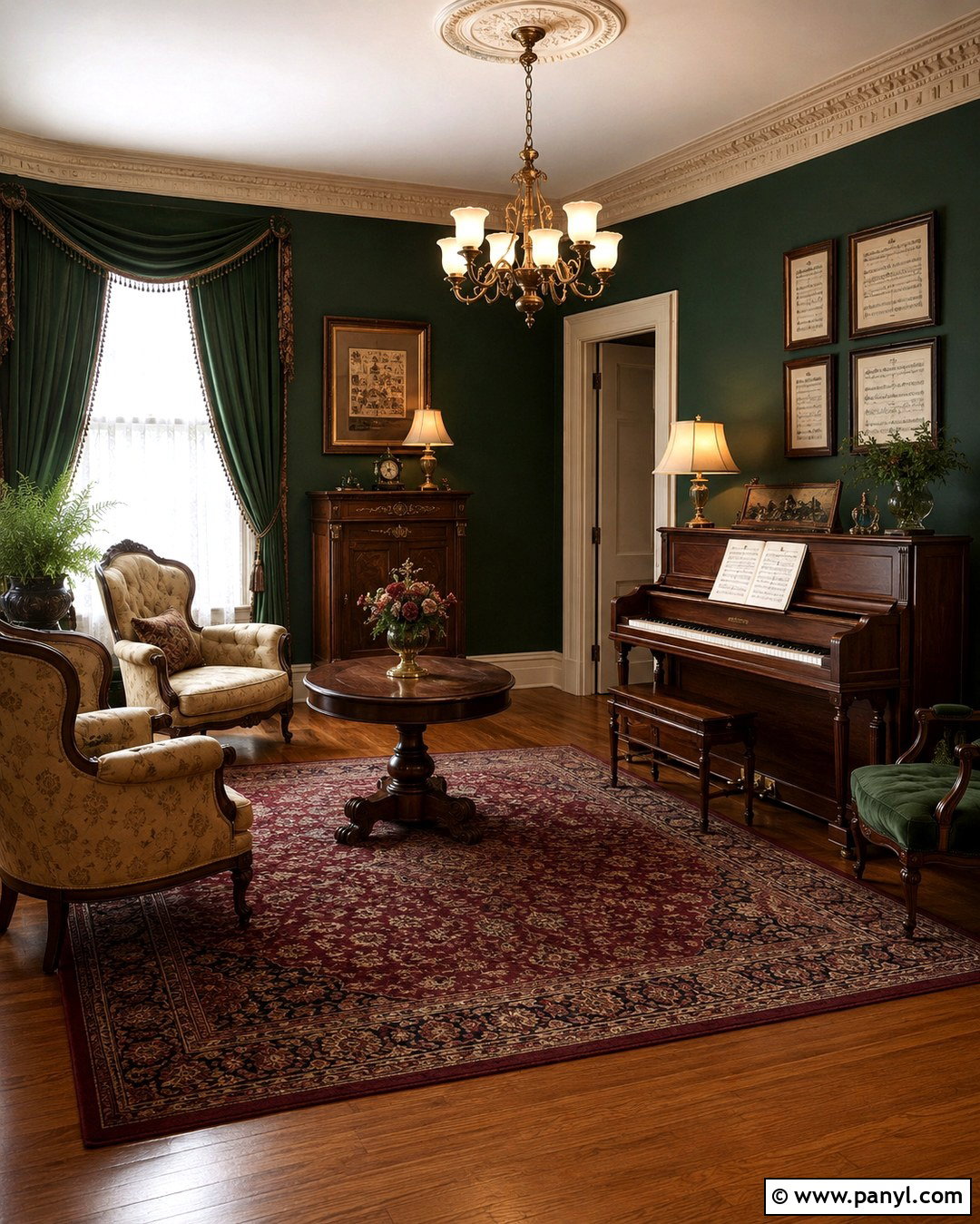 Green Victorian Music Room - 20 Victorian Green Walls