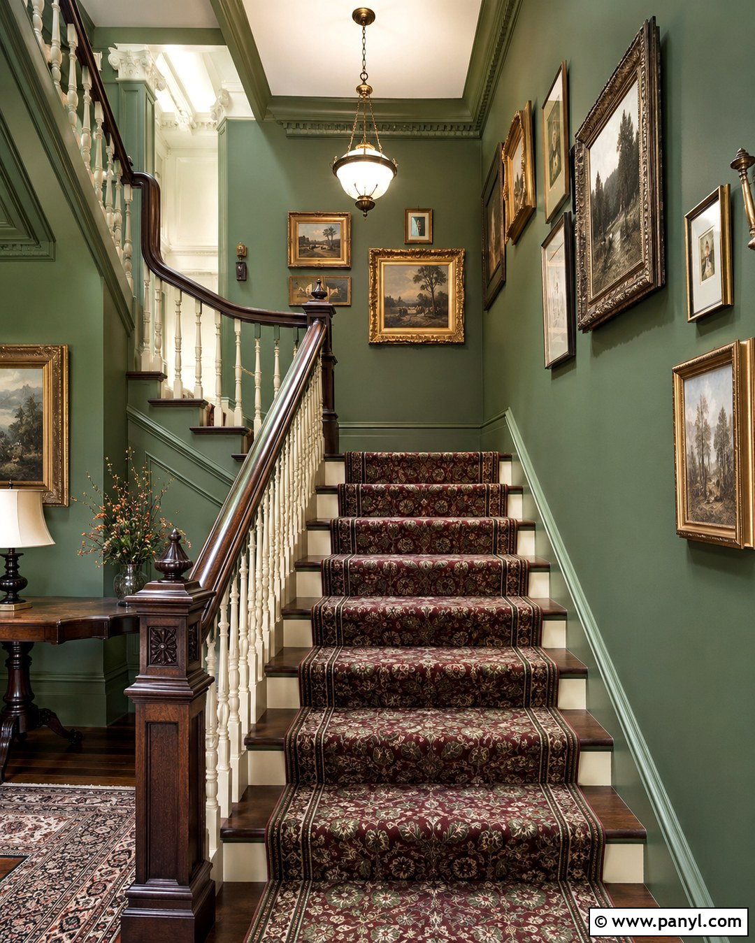 Green Victorian Staircase - 20 Victorian Green Walls