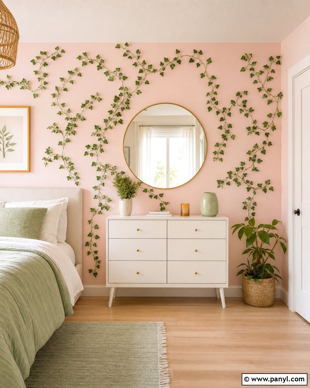 Green Vine Decals On Pink Wall - 20 Green Vines On Pink Wall Ideas