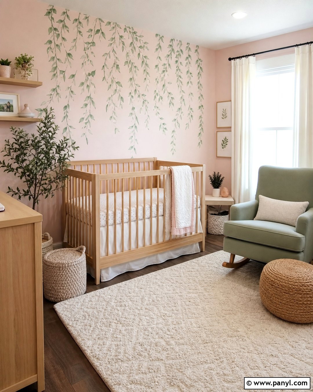 Green Vines On Light Pink Nursery Wall - 20 Green Vines On Pink Wall Ideas