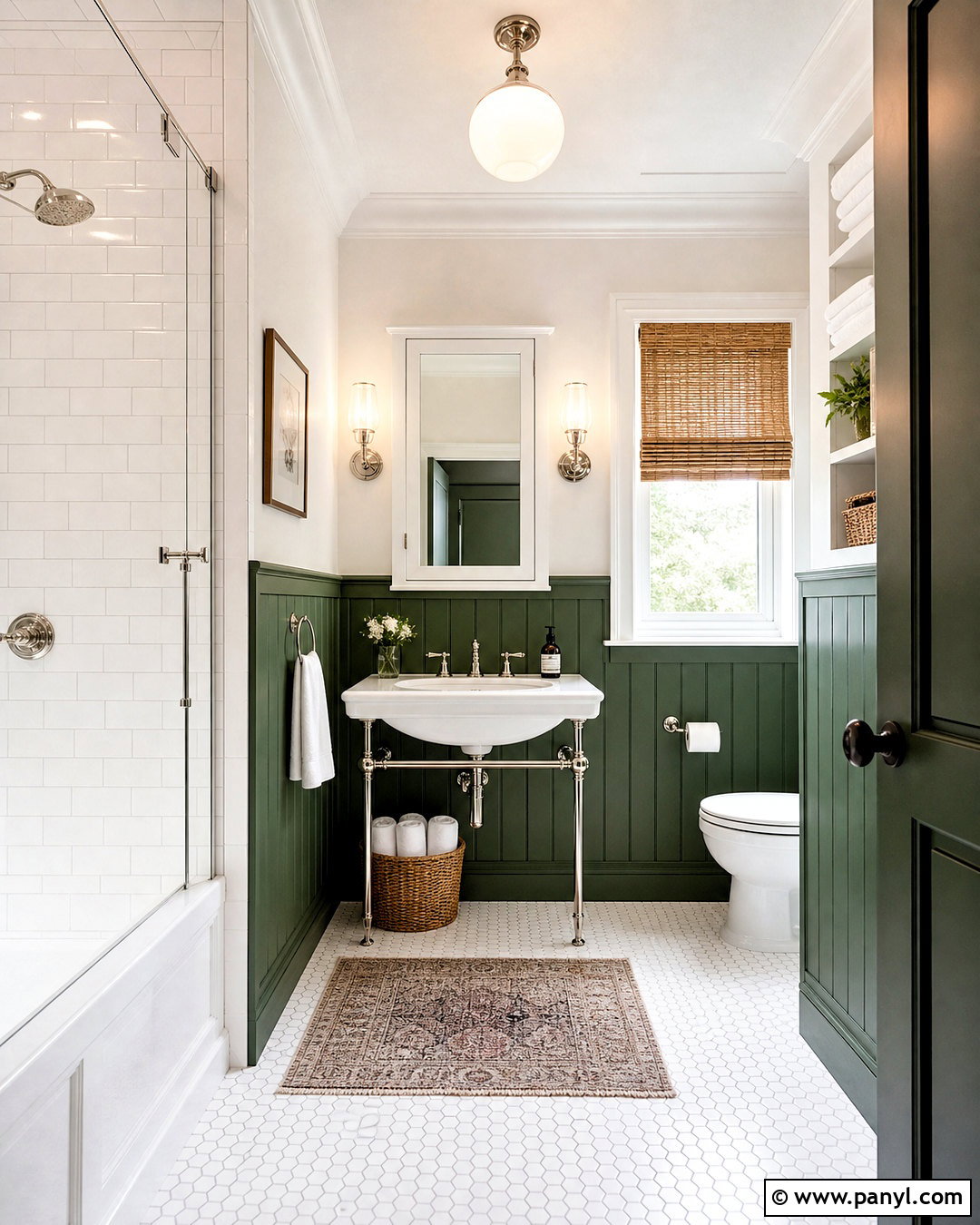 Green Wainscoting Bathroom - 20 green and white bathroom ideas