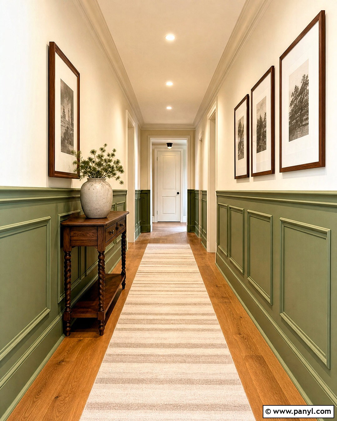 Green Wainscoting Corridor - 20 green corridor ideas