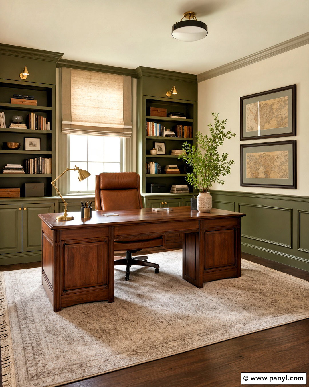 Green Wainscoting Home Office - 20 green wainscoting ideas