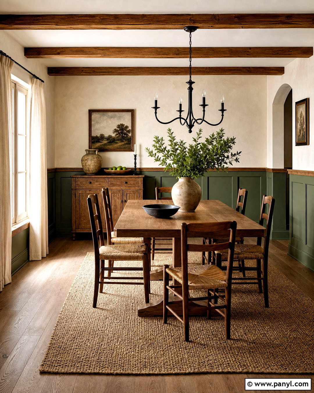 Green Wainscoting With Natural Wood - 20 green wainscoting ideas