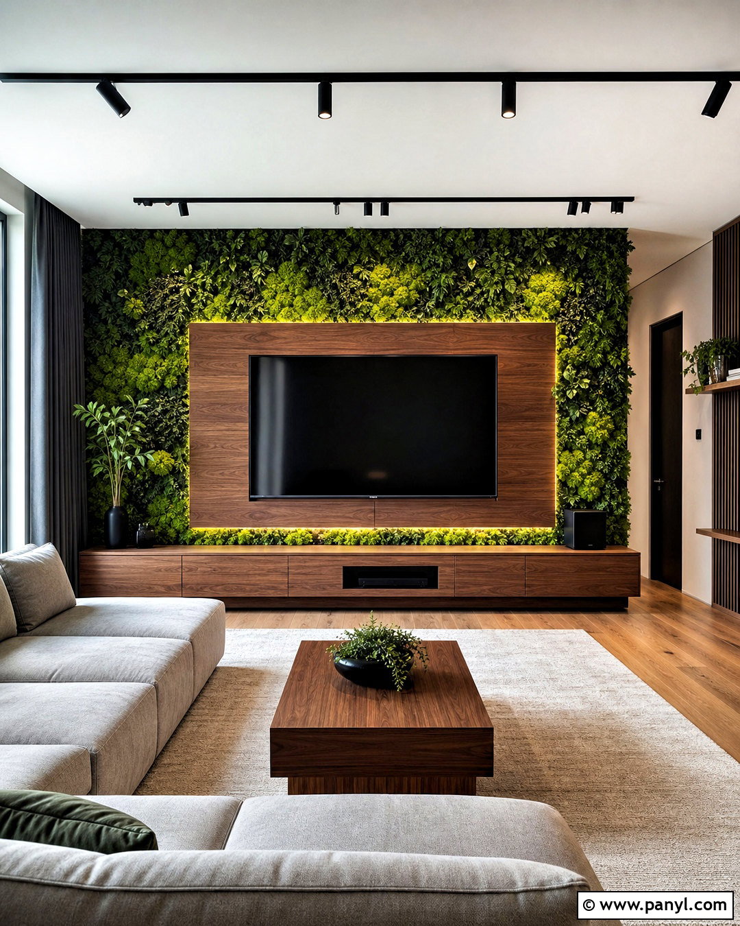 Green Wall Behind TV - 20 greenwall interior design ideas