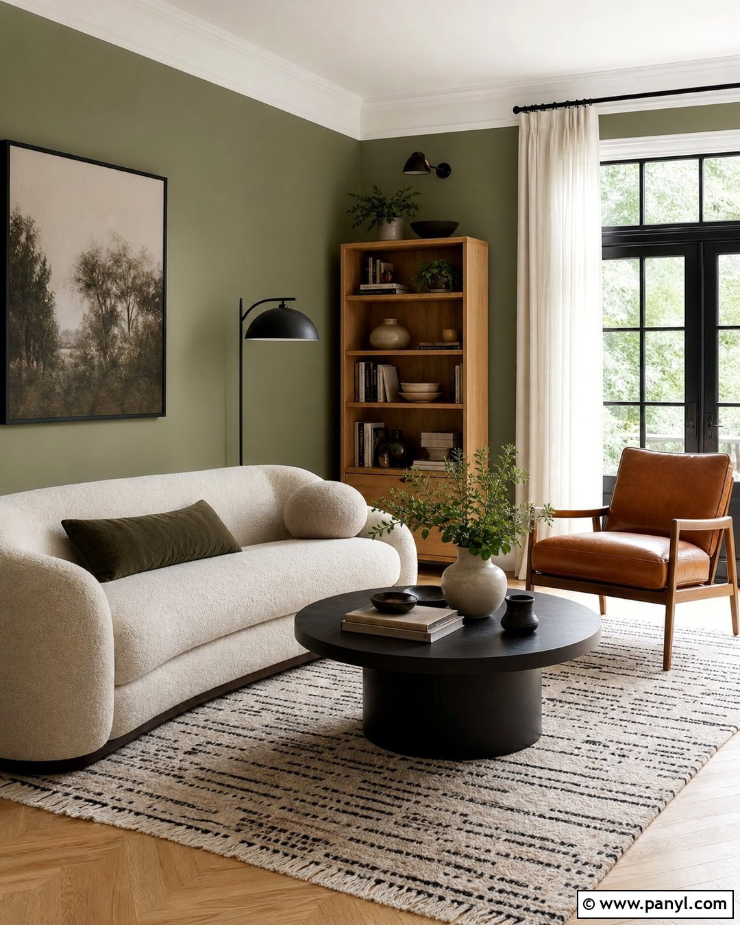 Green Wall With Black Accents - 35 green wall interior ideas