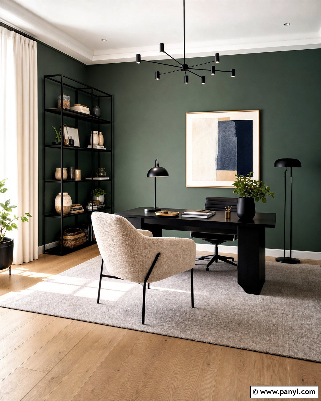 Green Wall With Black Furniture - 20 green wall aesthetic ideas
