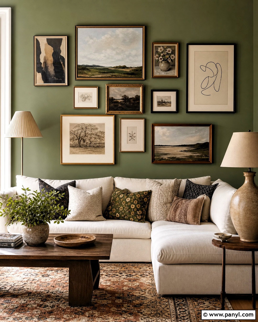 Green Wall With Gallery Art - 20 green wall aesthetic ideas