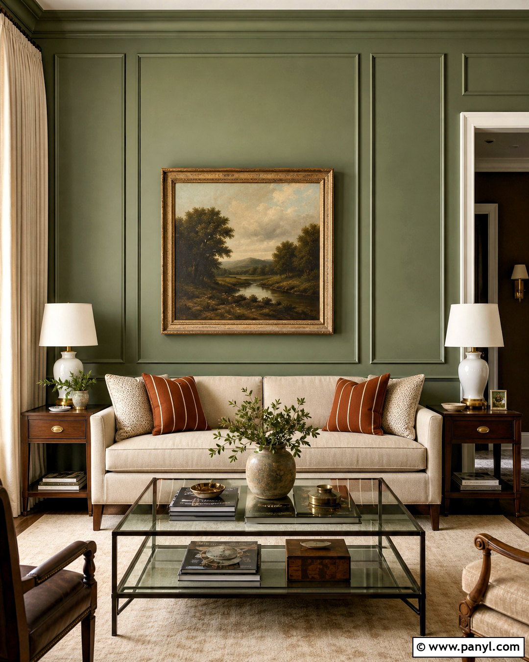 Green Wall With Picture Frame Molding - 20 green wall aesthetic ideas